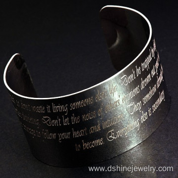 Silver Anodized Aluminum Cuff Bangles With Engraved Patterns